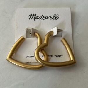 Madewell Gold Tone Heart Hoop Earrings